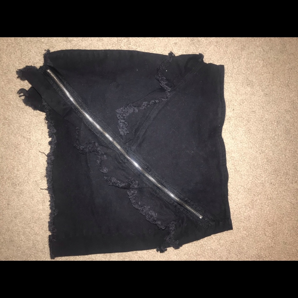 Black denim skirt